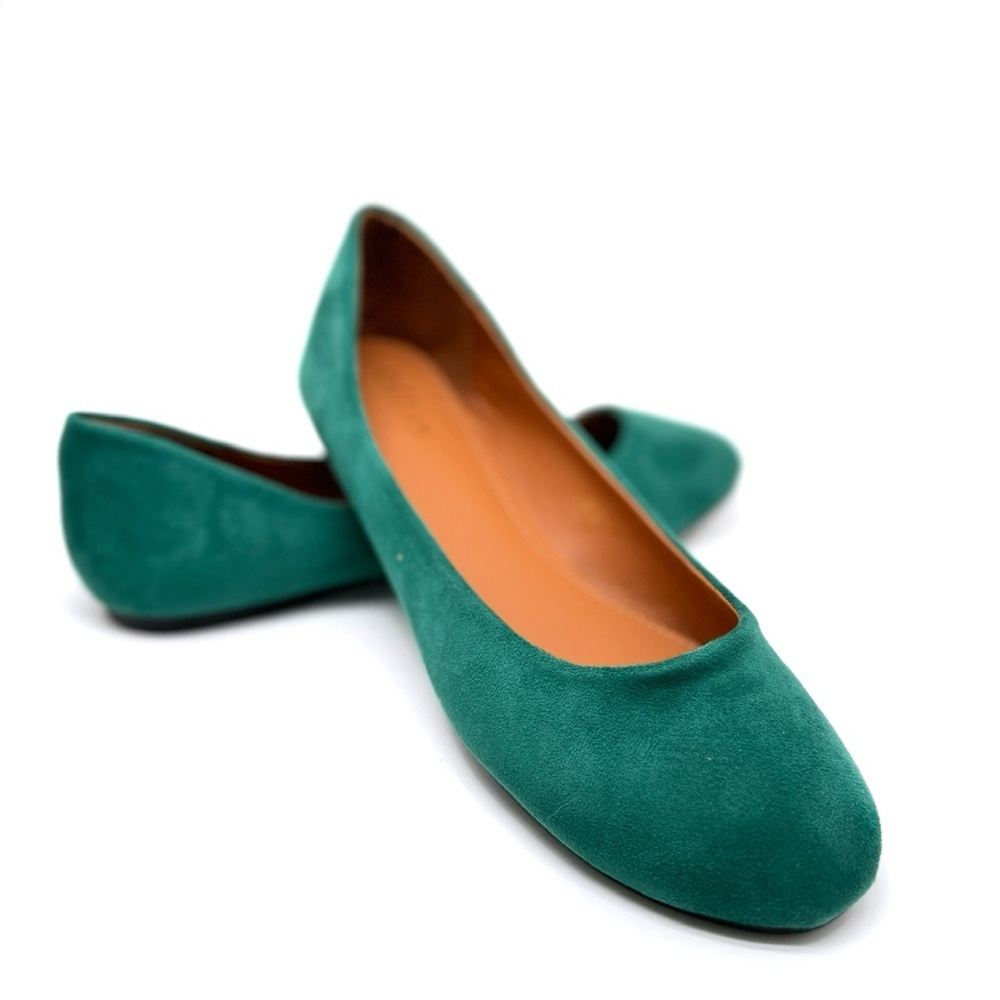Ollio Faux Suede Ballet Flats Slip on Shoes Green Size 9 1/2